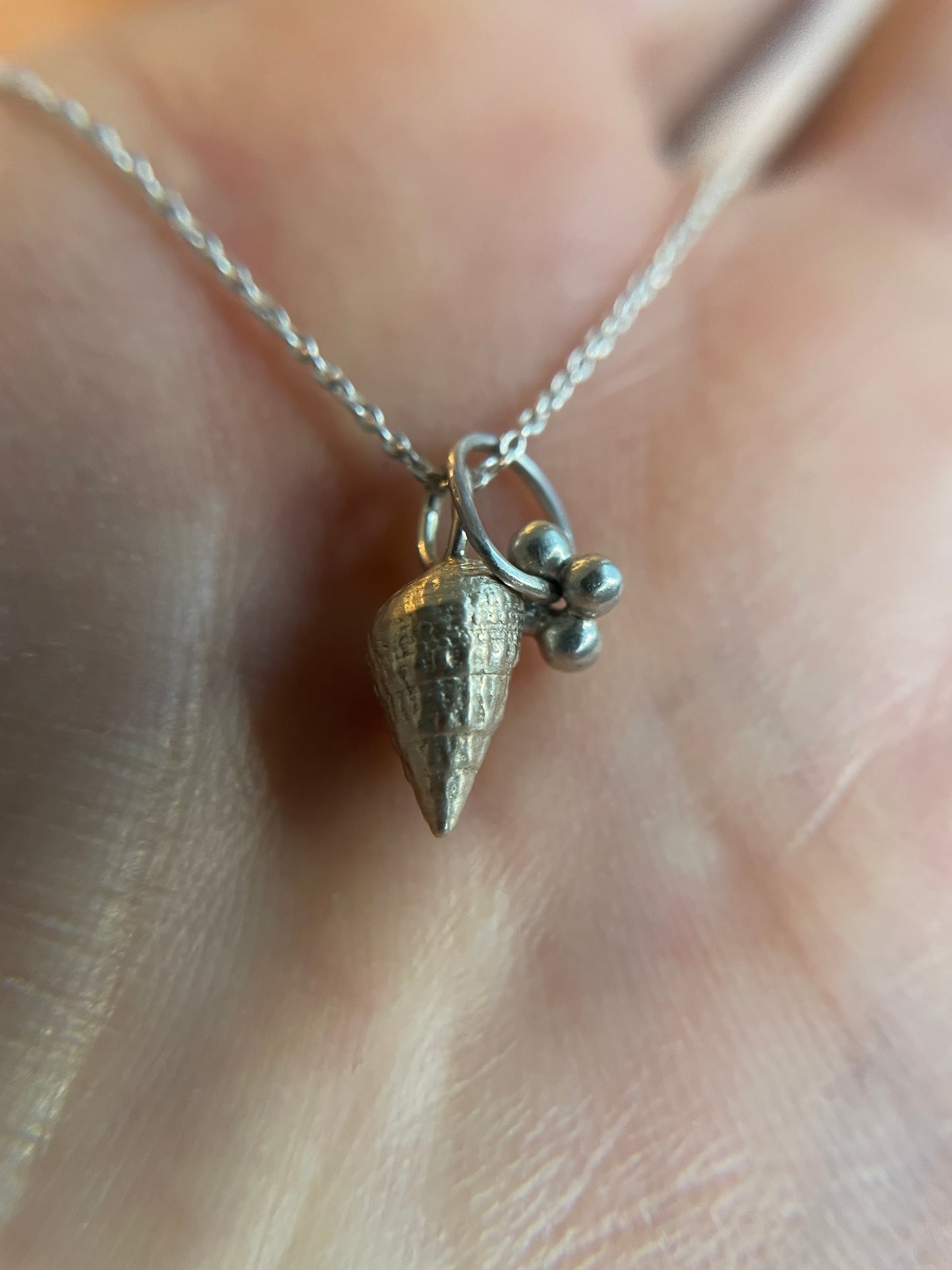 Silver Shell + Flower Charm