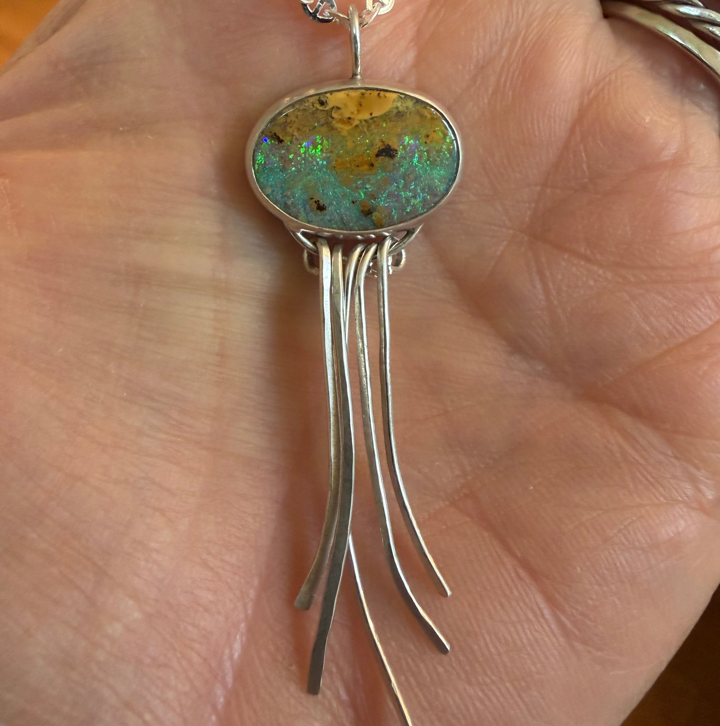 Boulder Opal Jelly Fish Pendant