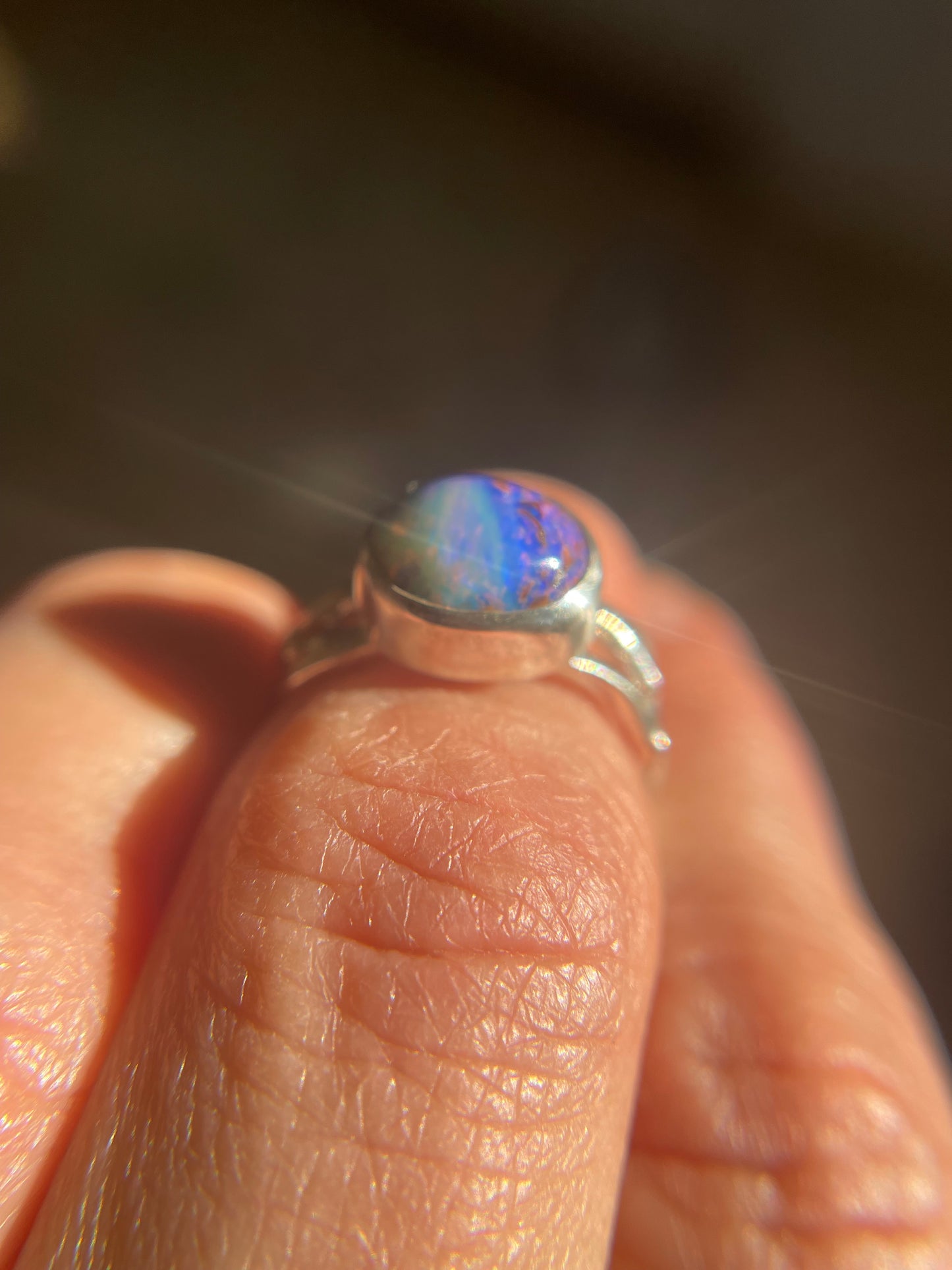 Teal and Purple Wood Replacement Opal Ring