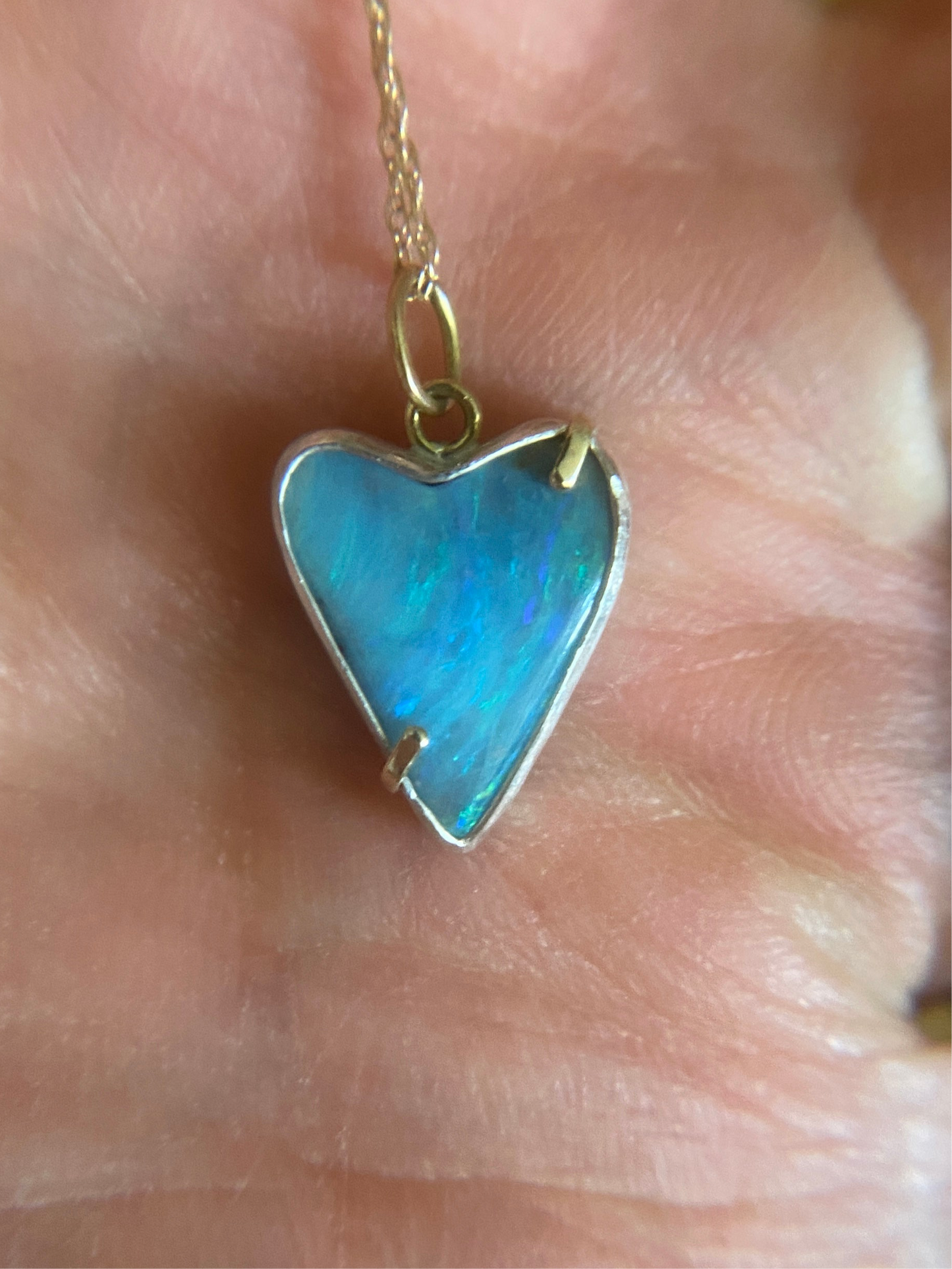 Sky Blue Heart Boulder Opal Pendant