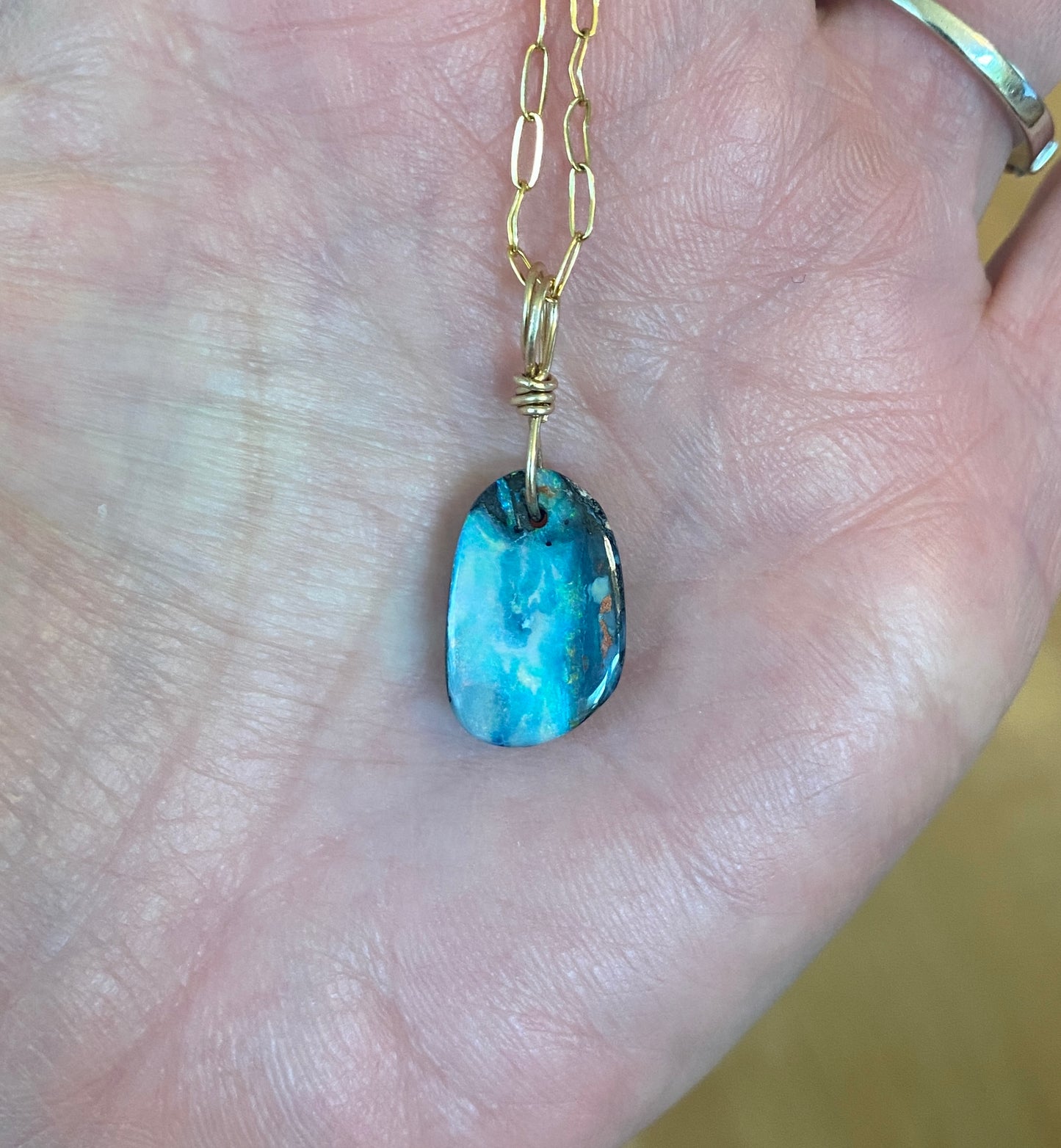 Sea Foam Boulder Opal Pendant