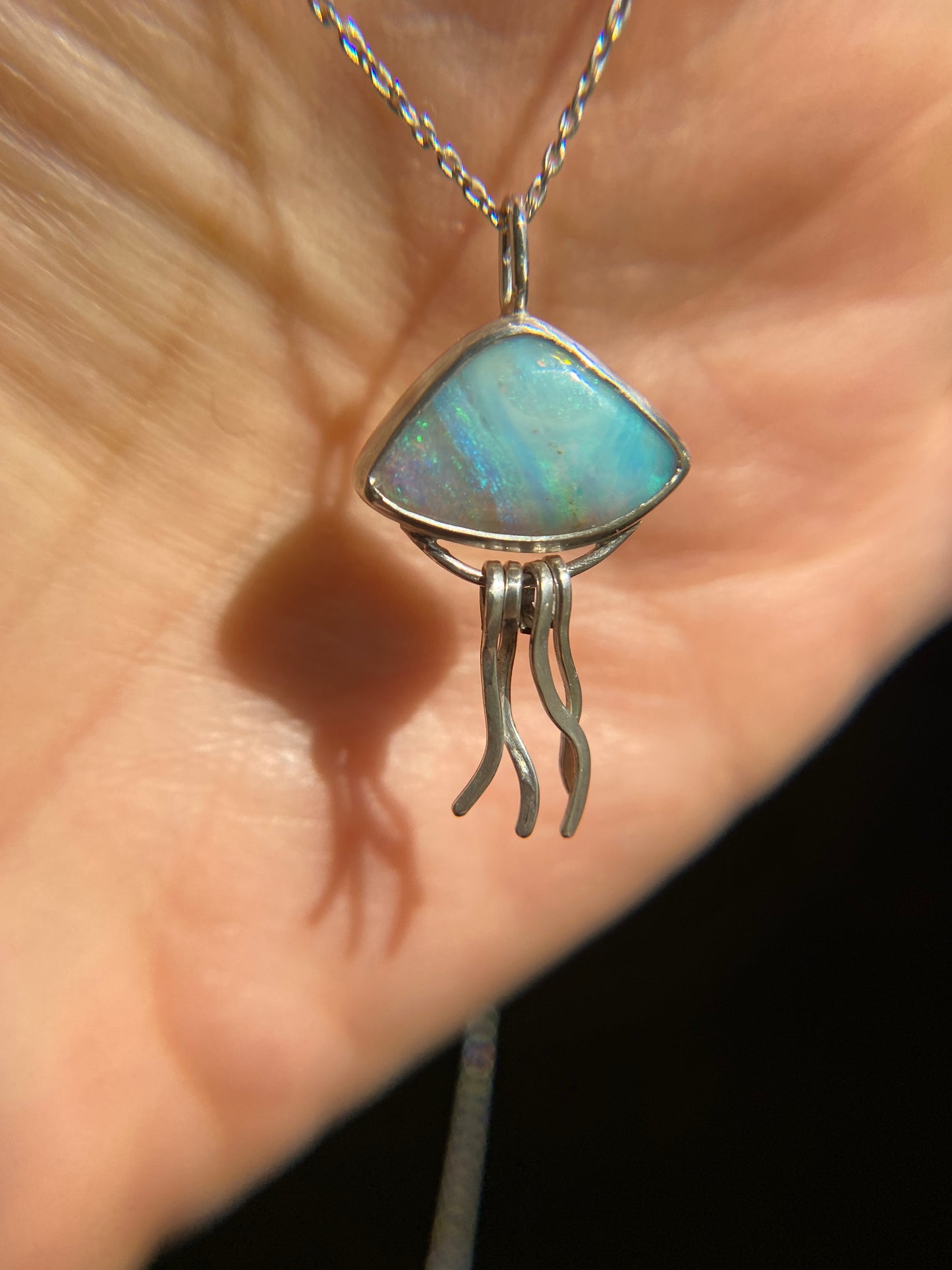Australian Boulder Opal Jelly Fish Pendant