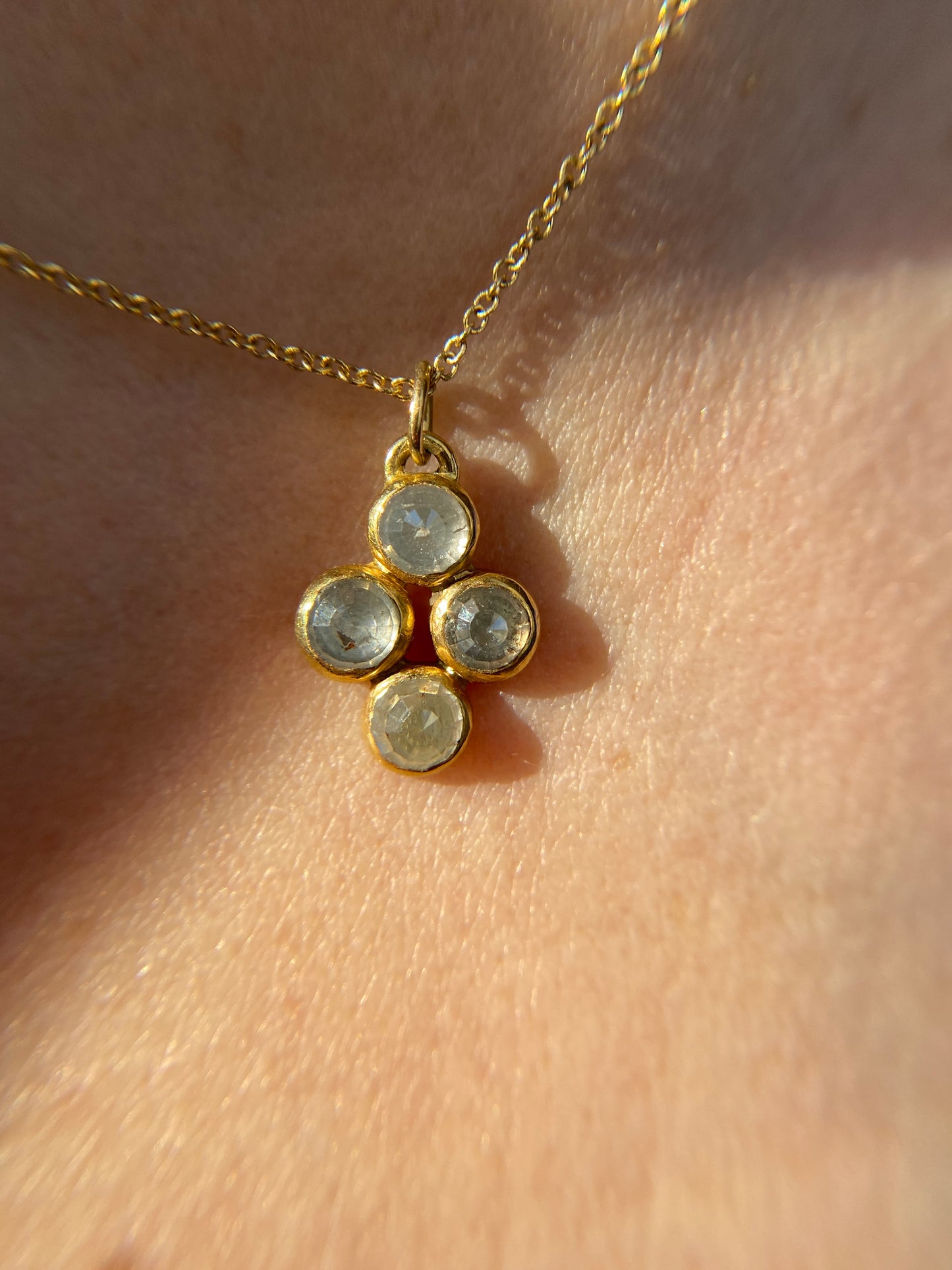 One-of-a-kind 18K Gold Rose Cut Natural Diamond Pendant