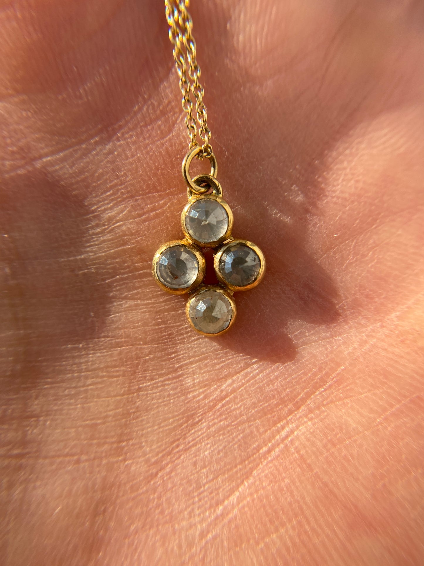 One-of-a-kind 18K Gold Rose Cut Natural Diamond Pendant
