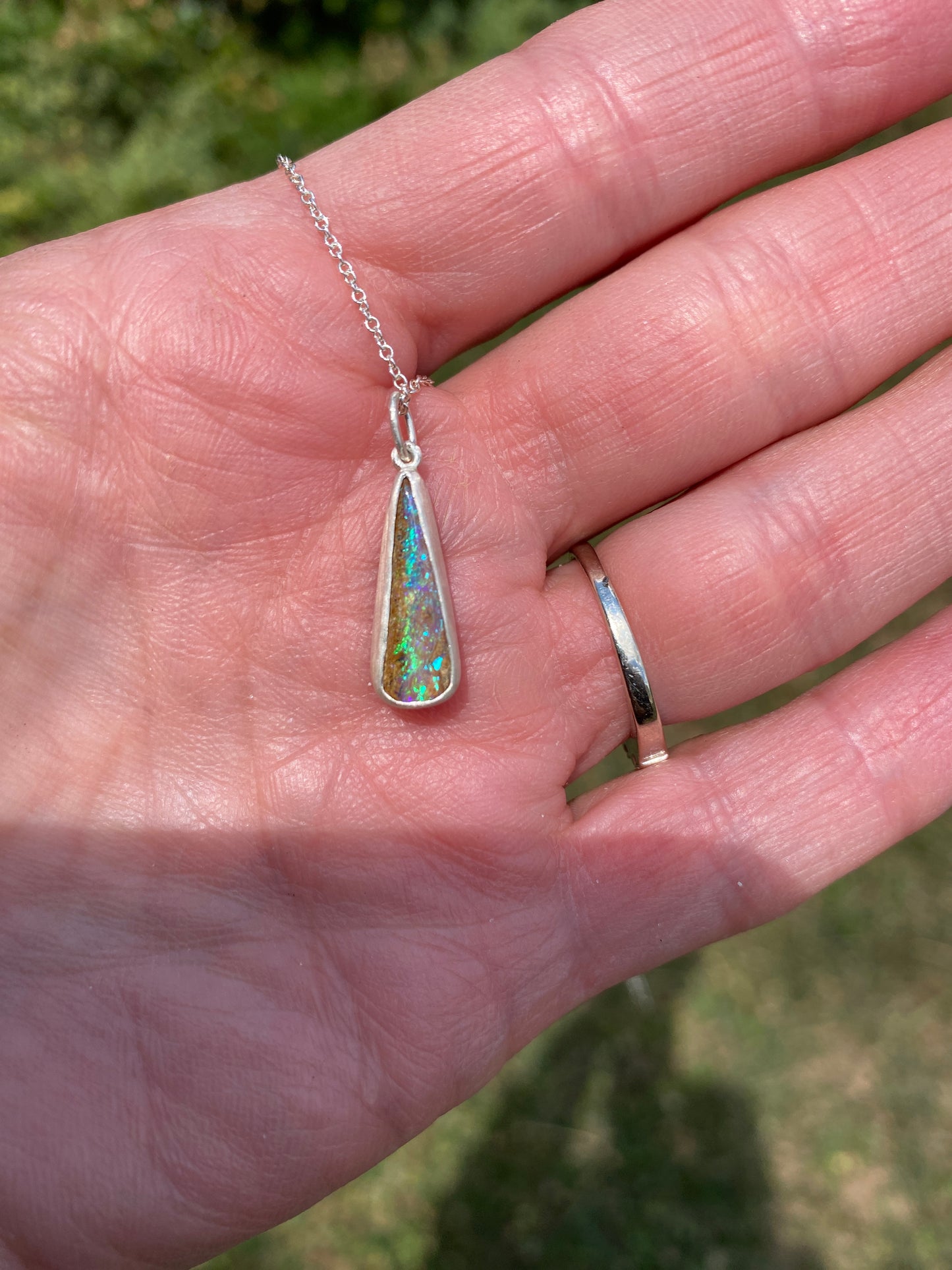 Purple & Teal Opal Pendant with Shell Charm