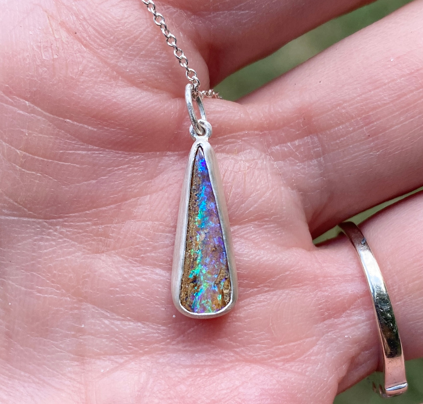 Purple & Teal Opal Pendant with Shell Charm