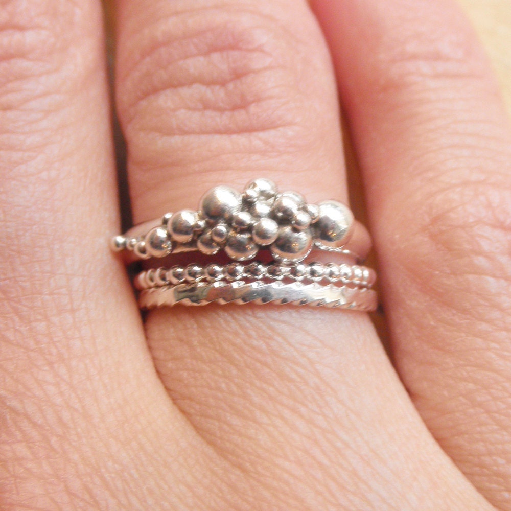 Ready to ship -Bubble Ring Silver Balls