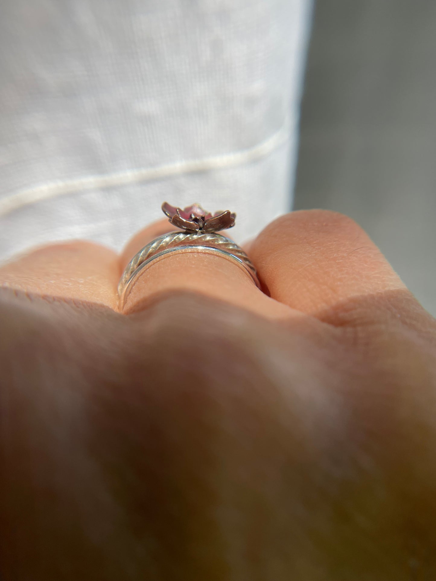 Cut Out Flower Ring in Copper + Silver
