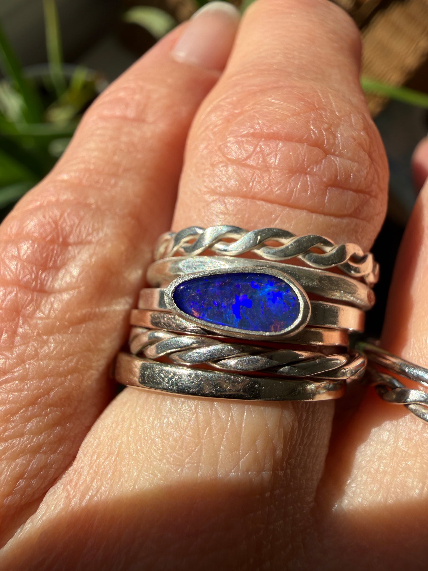 Blurple Australian Opal Stacking Ring