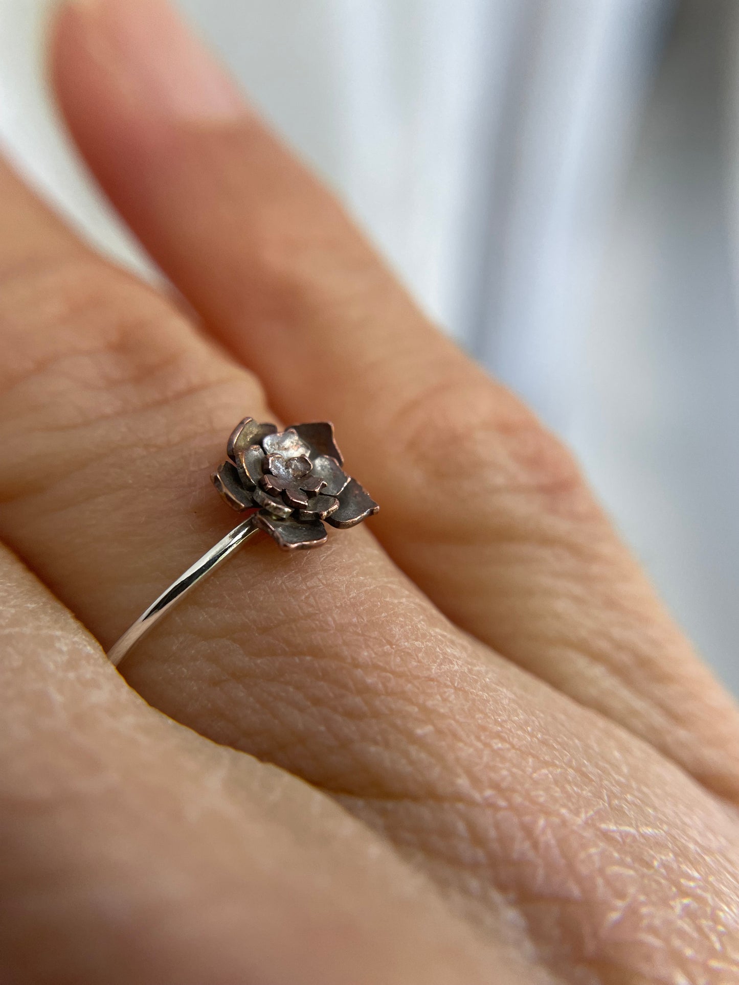 Cut Out Flower Ring in Copper + Silver