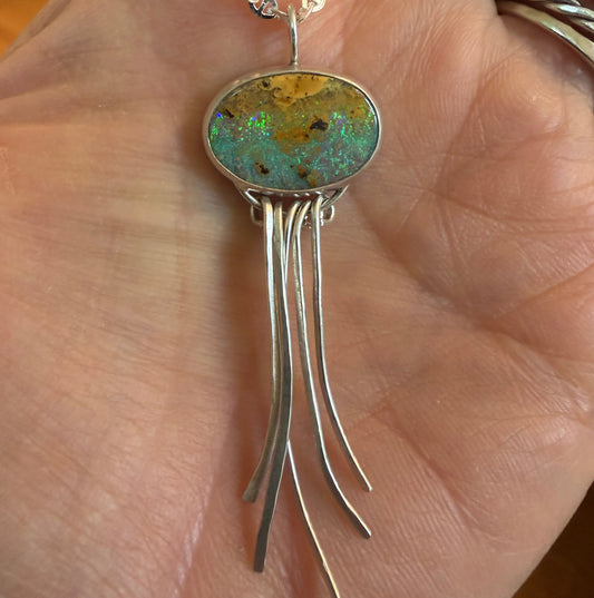 Boulder Opal Jelly Fish Pendant