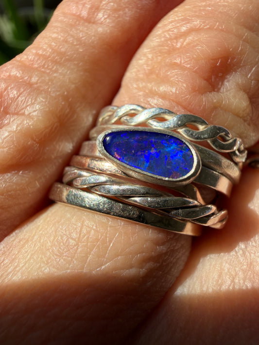 Blurple Australian Opal Stacking Ring