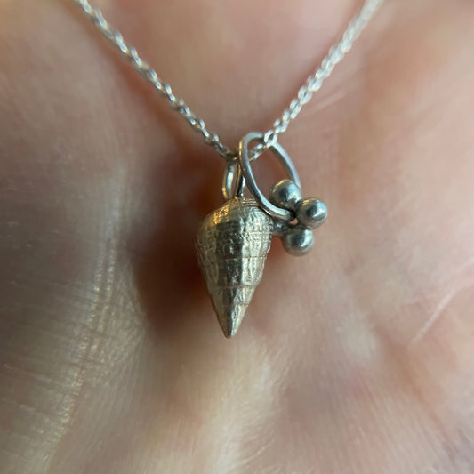 Silver Shell + Flower Charm