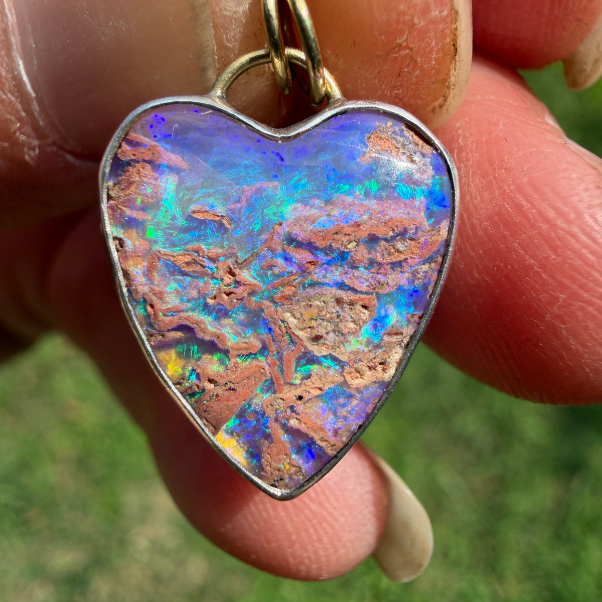 Heart Pipe Opal Pendant