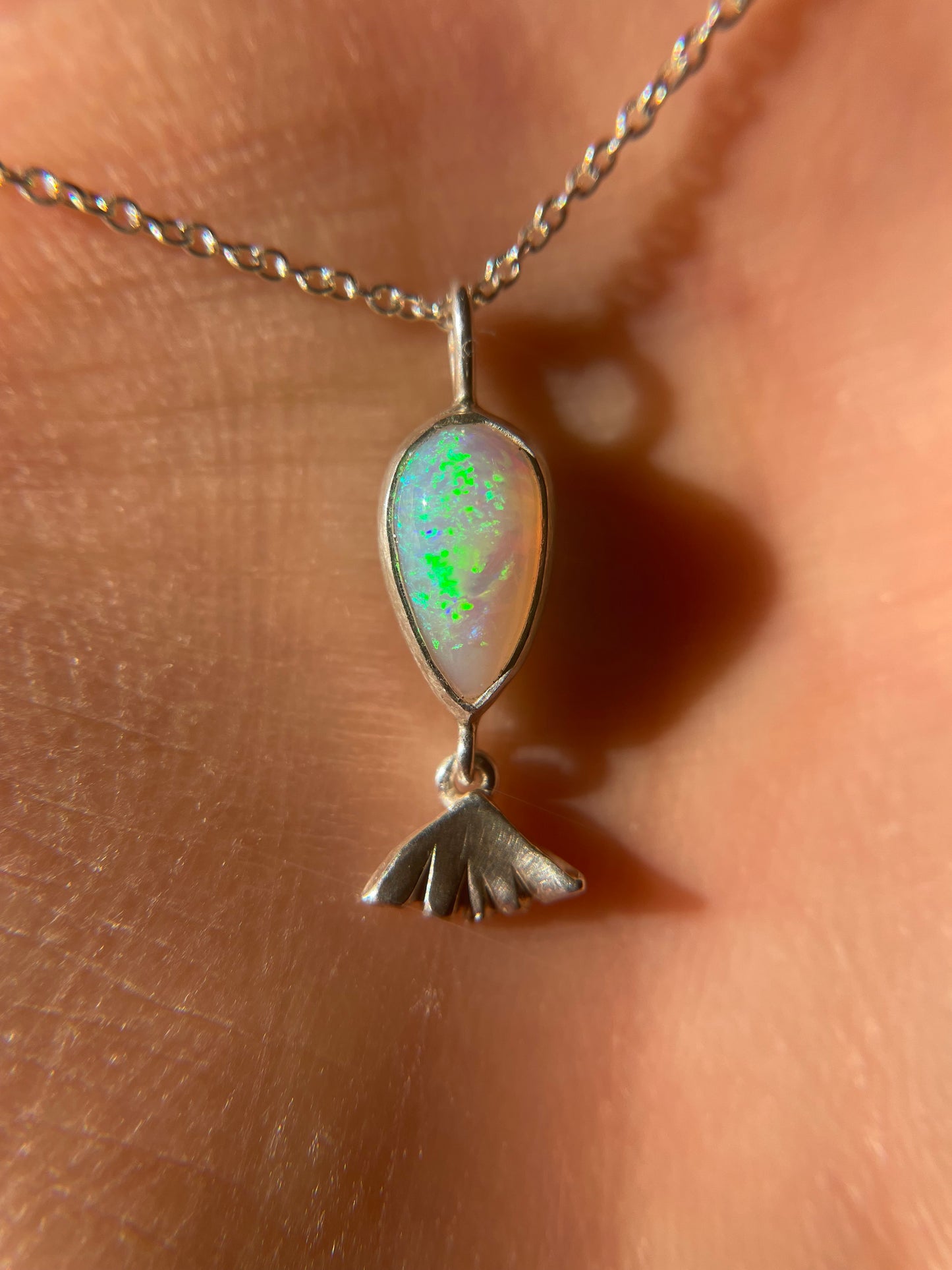 Dangle Fish on the Line Opal Pendant