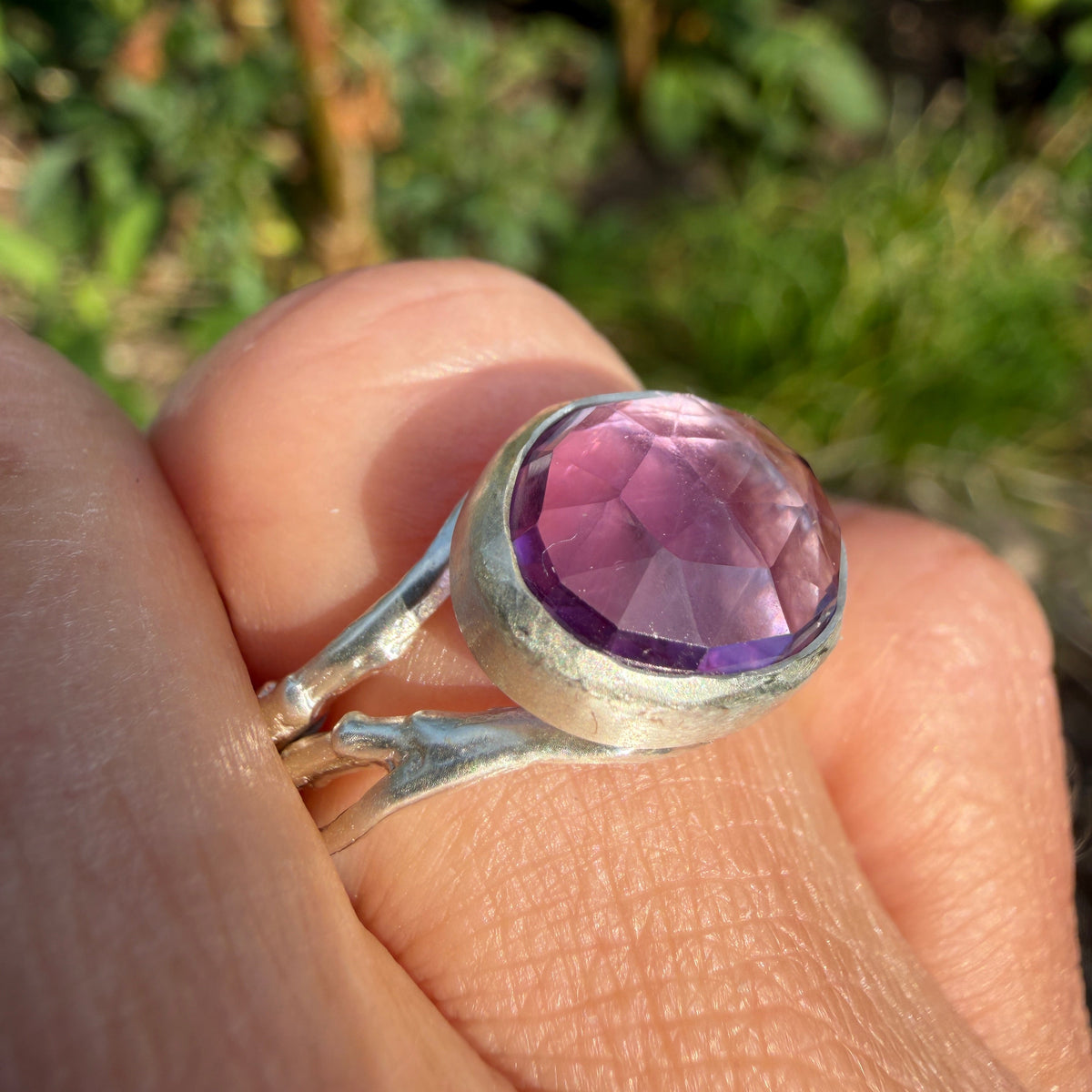 Rose Cut Amethyst Branch Ring