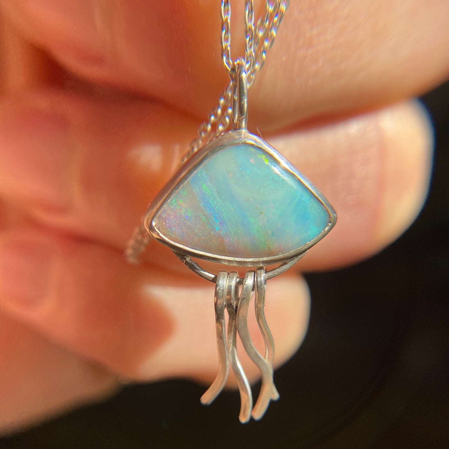 Australian Boulder Opal Jelly Fish Pendant