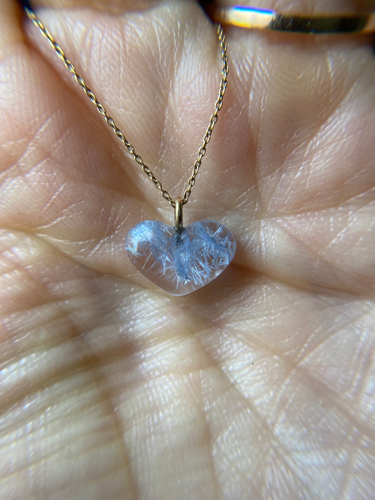 Heart Dumertierite Quartz Pendant 14k Gold