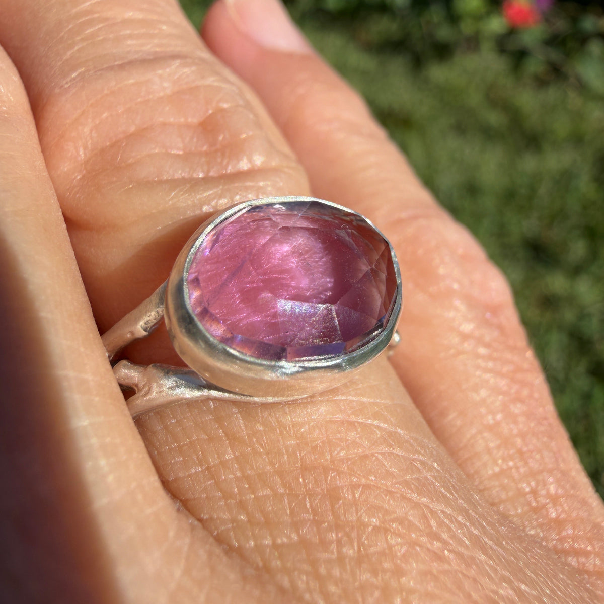 Rose Cut Amethyst Branch Ring