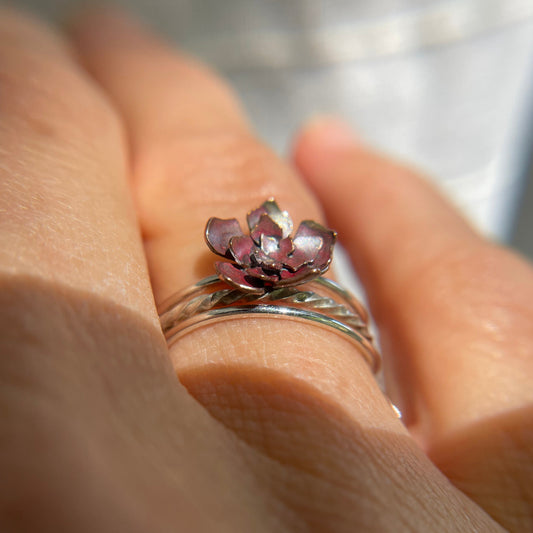 Cut Out Flower Ring in Copper + Silver