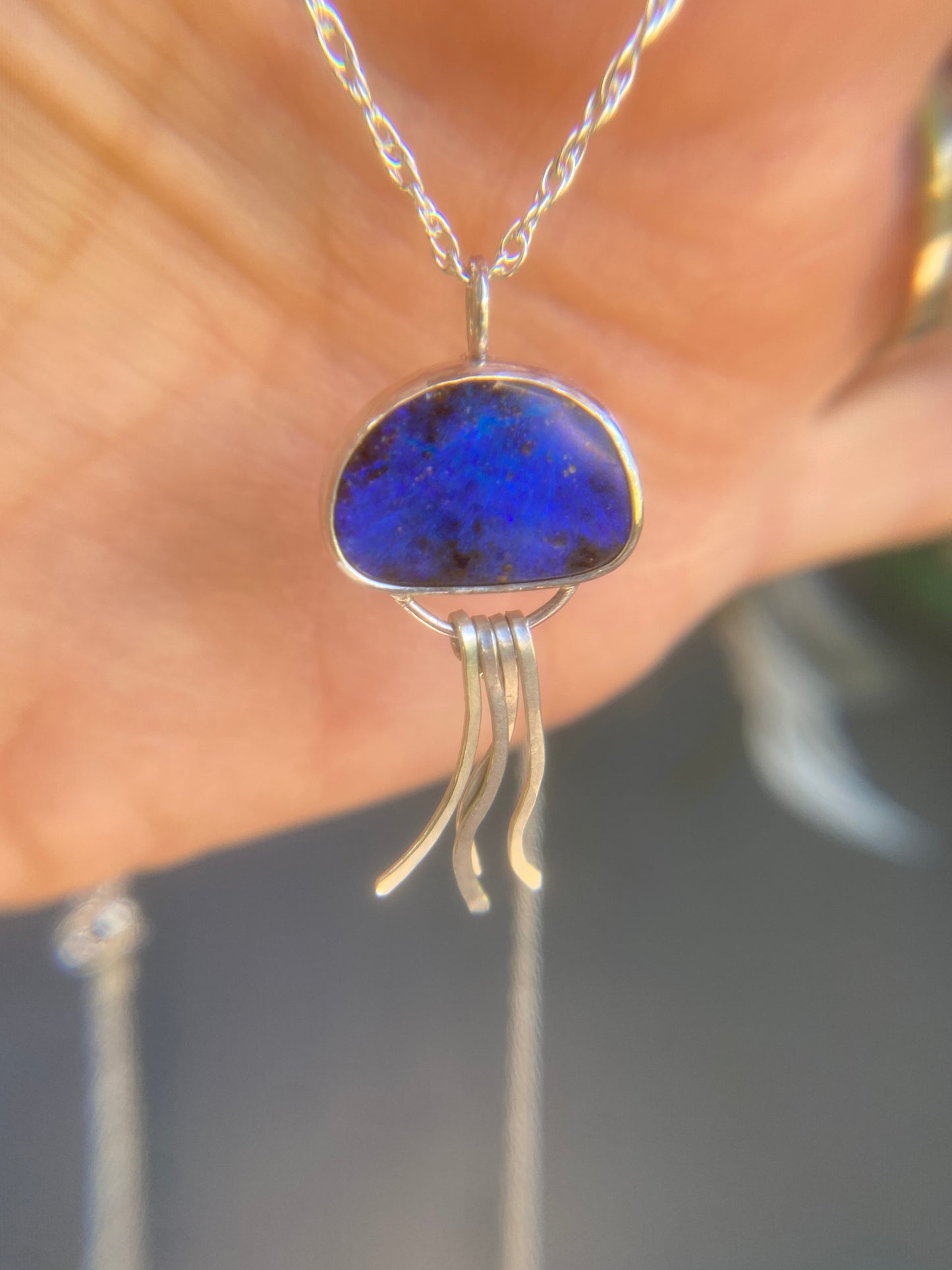 Australian Boulder Opal Jelly Fish Pendant