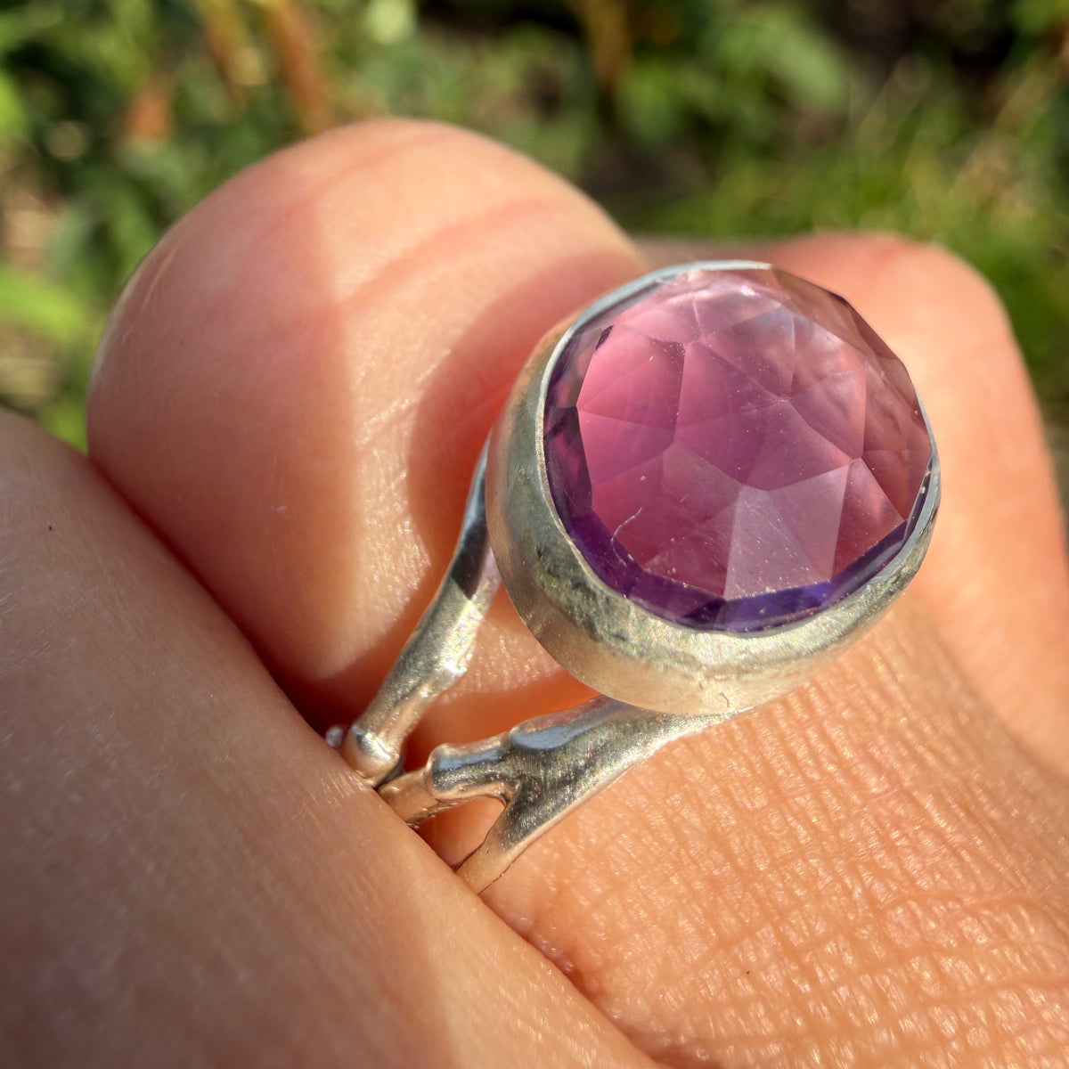 Rose Cut Amethyst Branch Ring