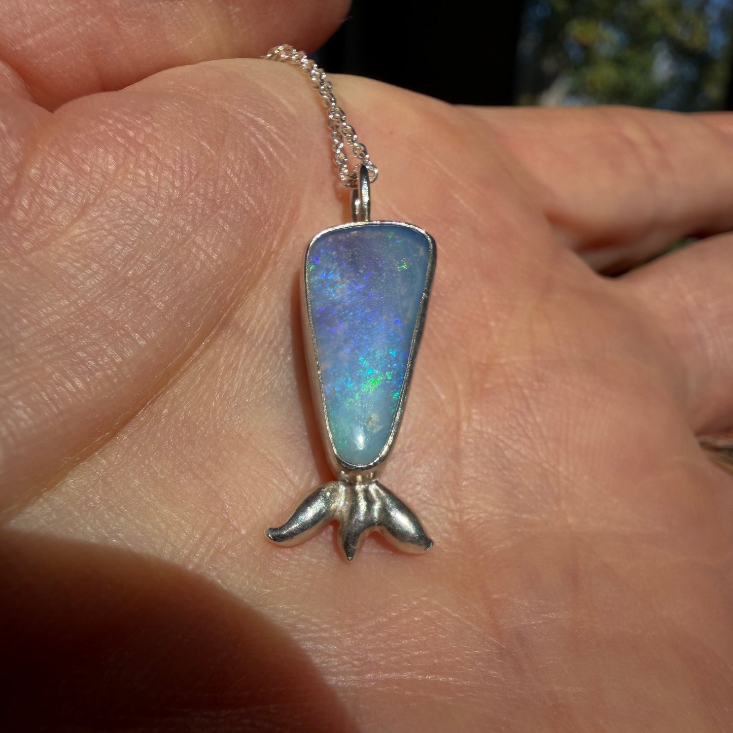 Fish on the Line Opal Pendant