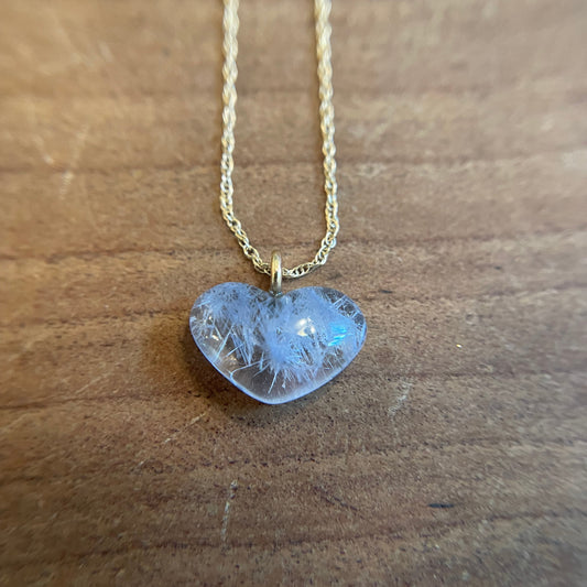 Heart Dumertierite Quartz Pendant 14k Gold