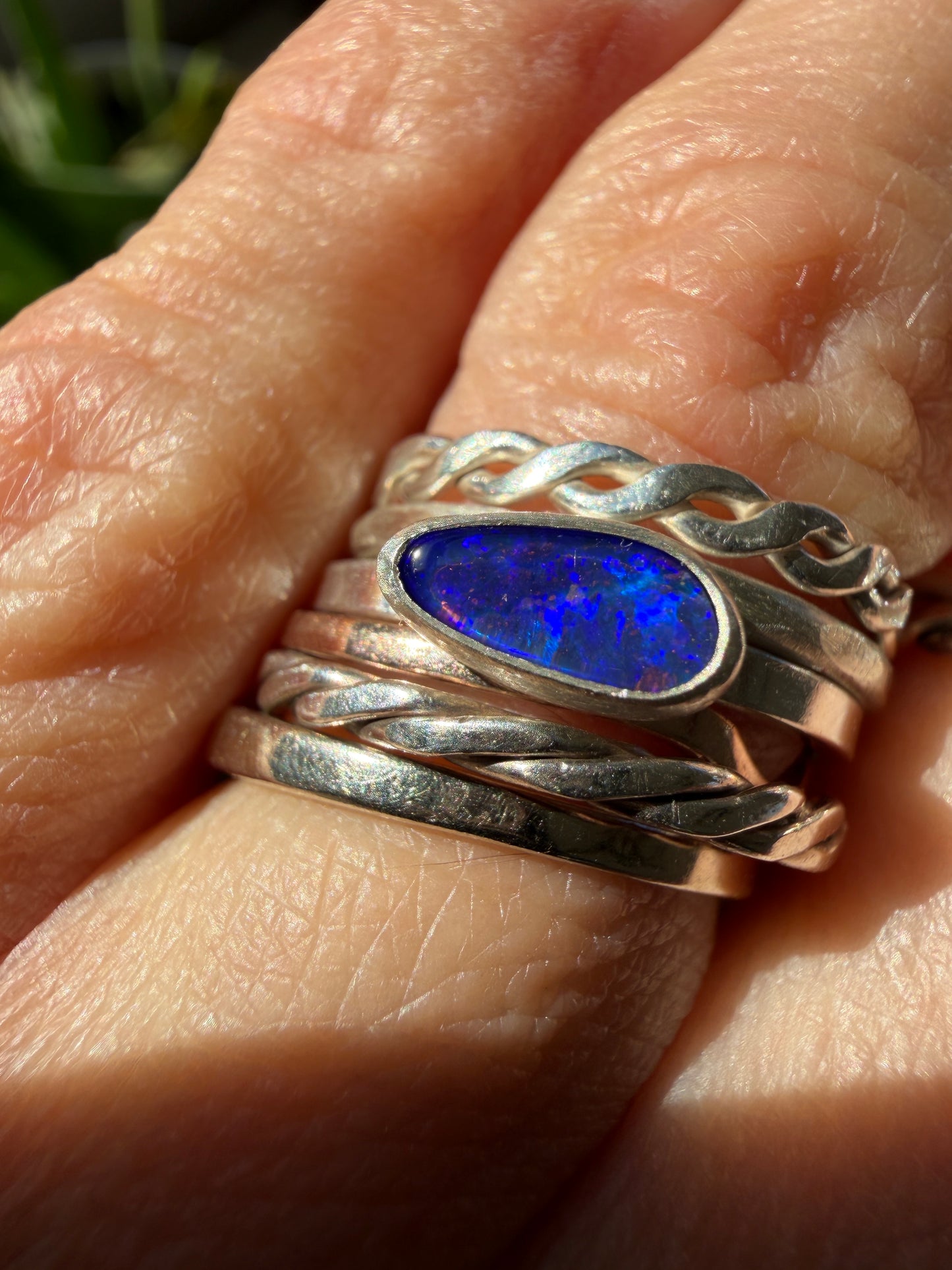Blurple Australian Opal Stacking Ring