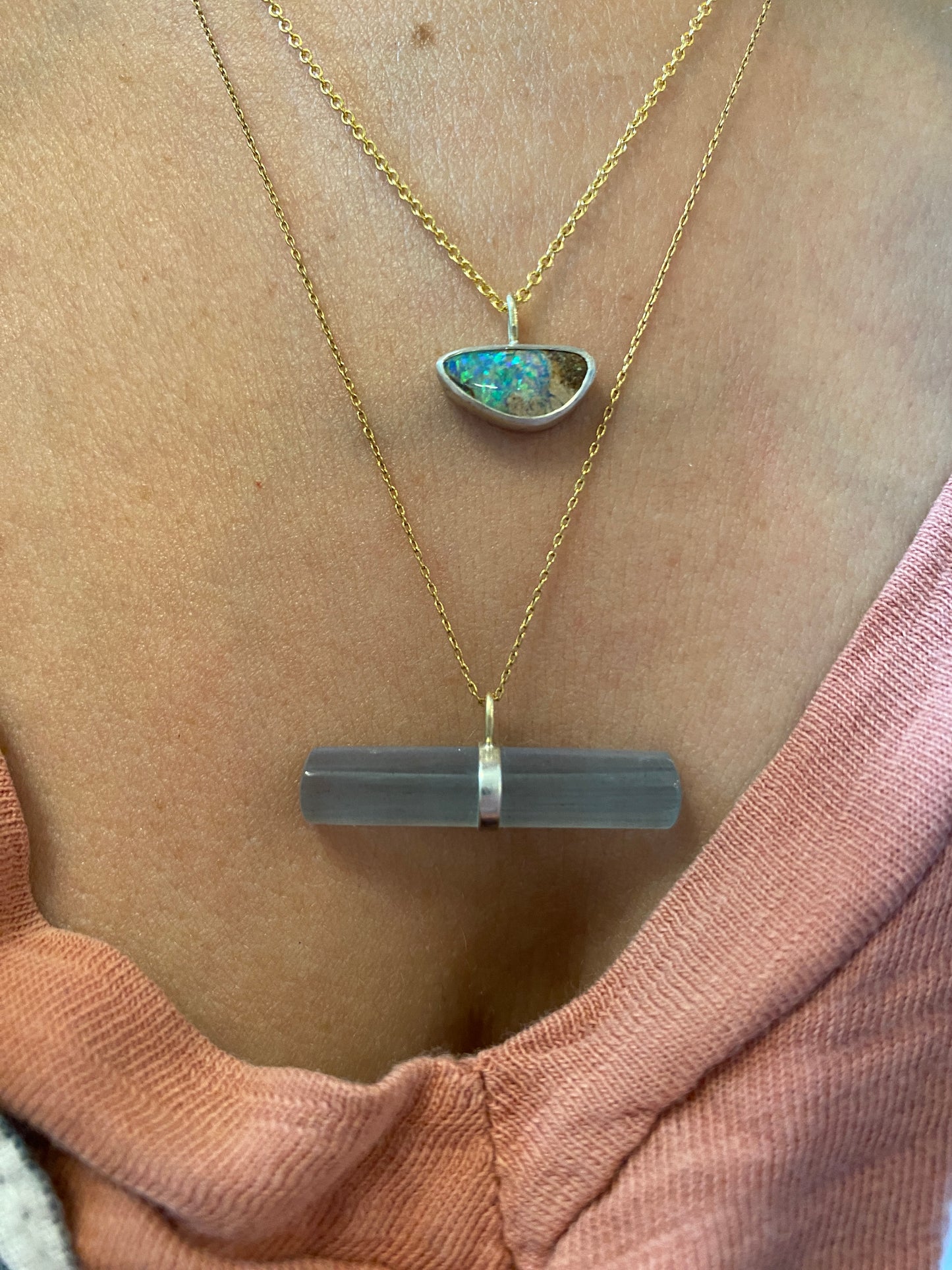 Fish on the Line Opal Pendant