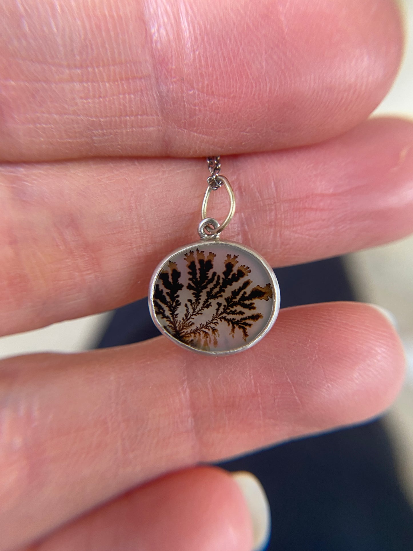 Oval Branch Dendritic Agate Pendant