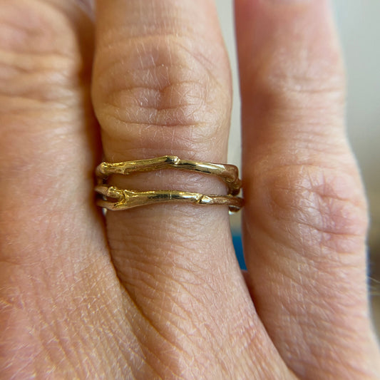 Brass Double Twig Ring