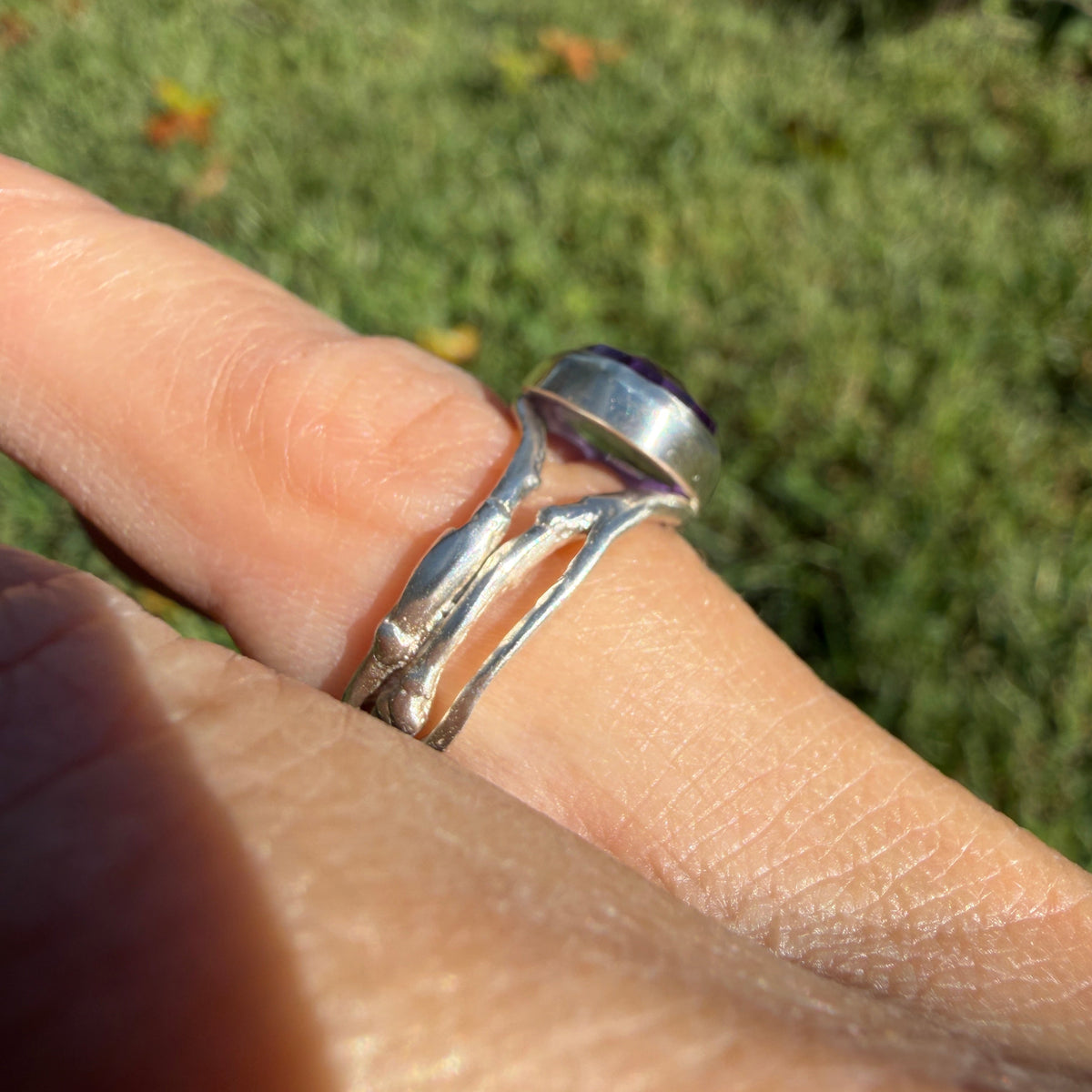 Rose Cut Amethyst Branch Ring