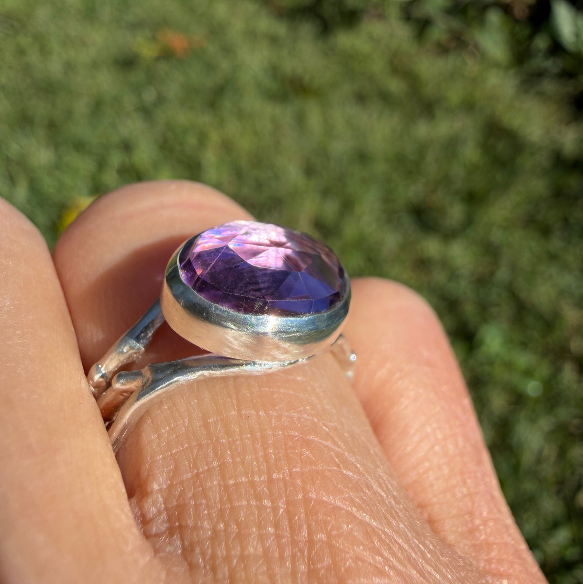 Rose Cut Amethyst Branch Ring