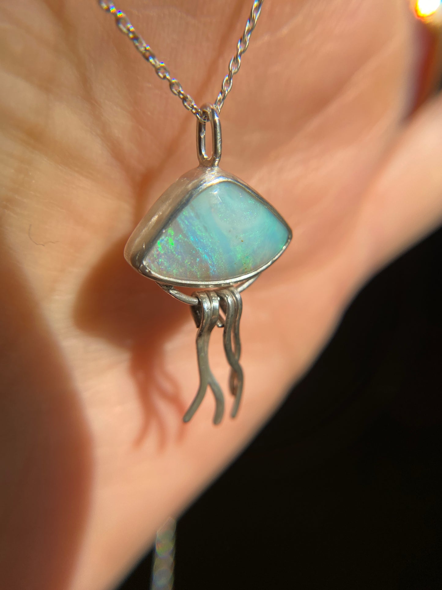 Australian Boulder Opal Jelly Fish Pendant