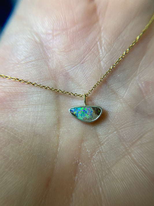 Fish on the Line Opal Pendant