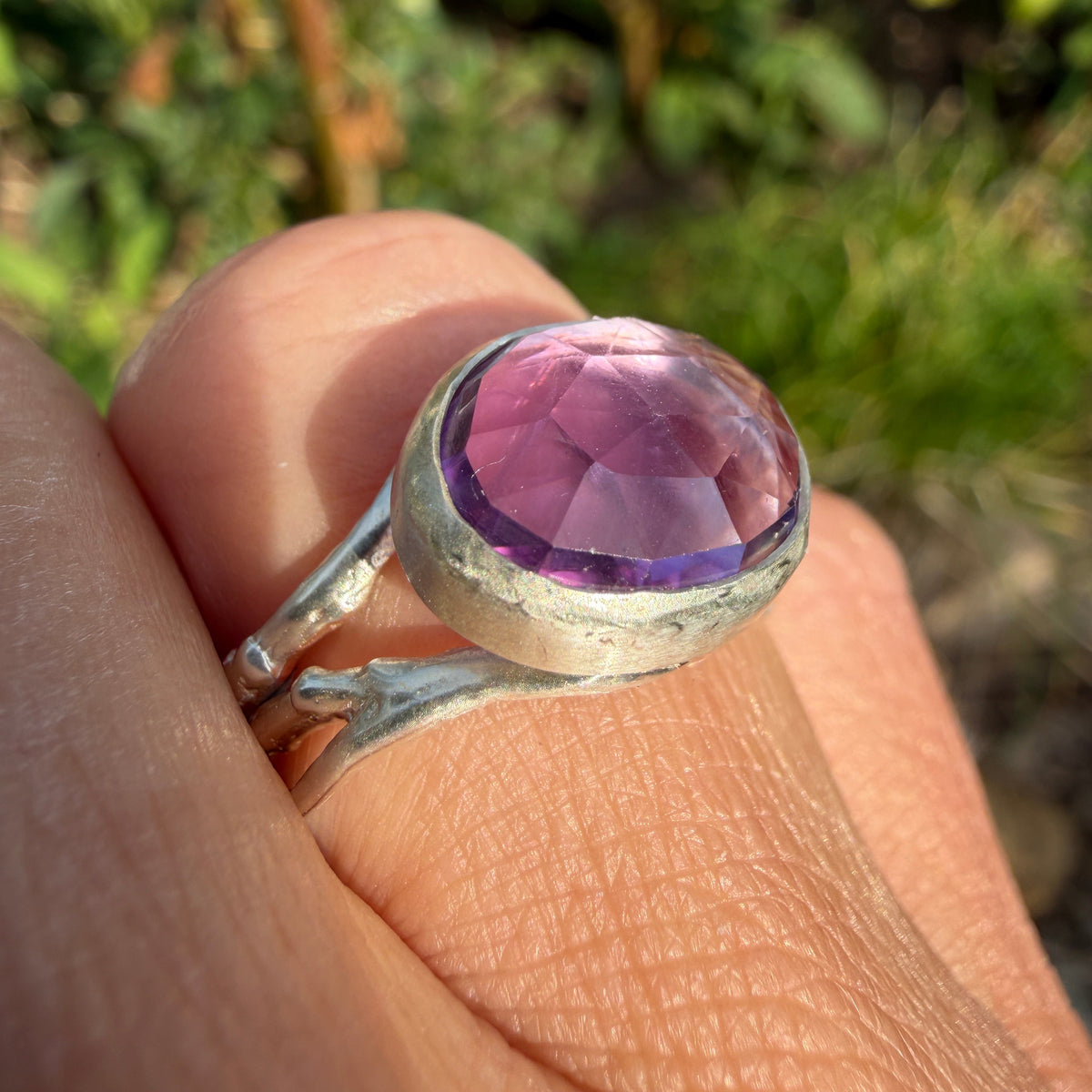 Rose Cut Amethyst Branch Ring