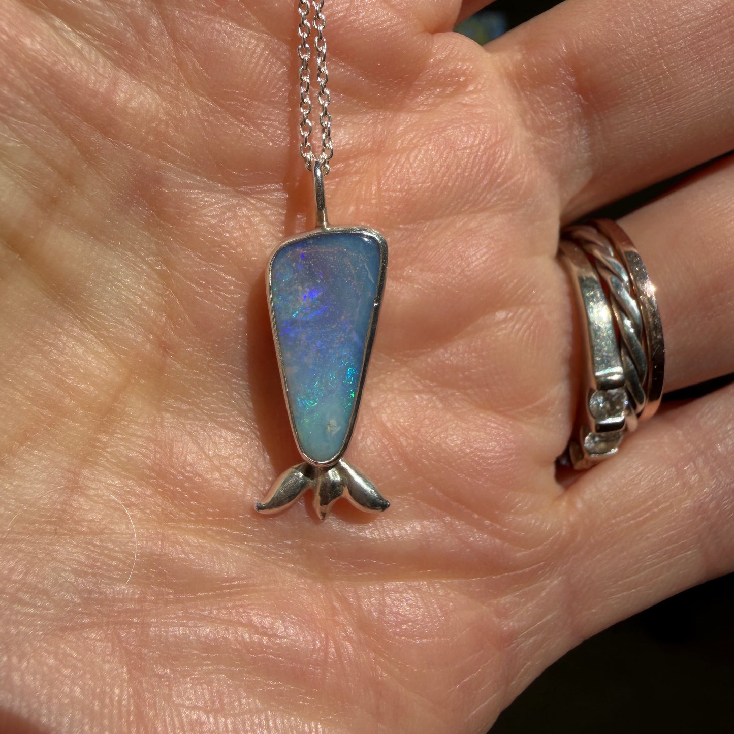 Fish on the Line Opal Pendant
