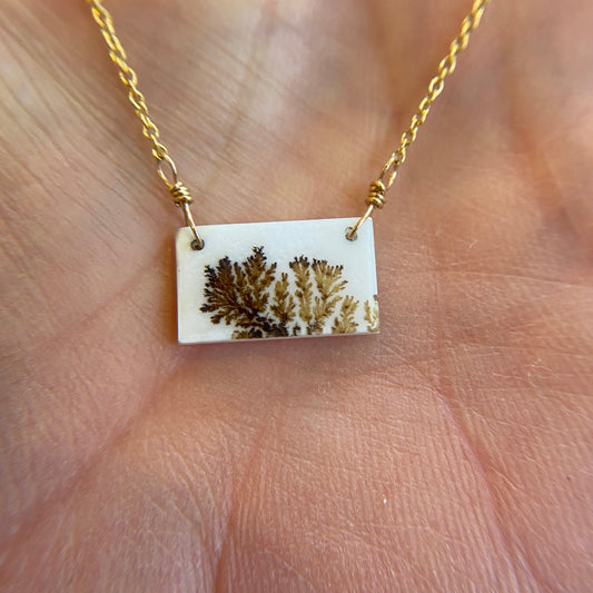 White Fern Scene Dendritic Agate