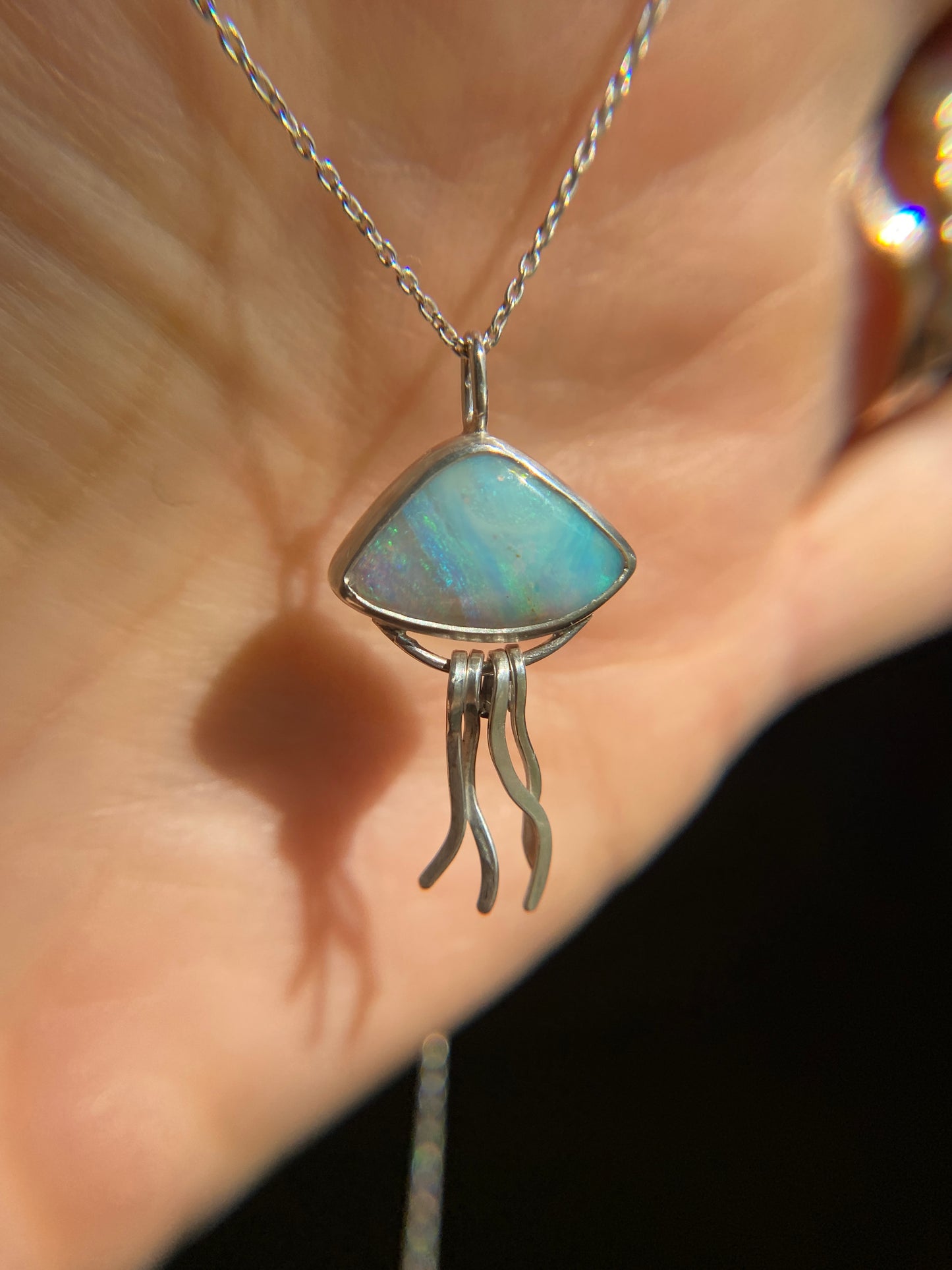 Australian Boulder Opal Jelly Fish Pendant