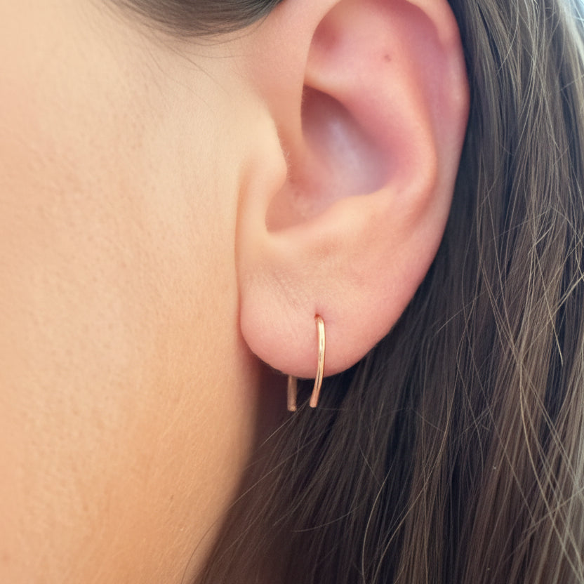 14k Rose Gold Hammered Earrings