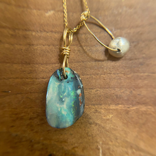 Sea Foam Boulder Opal Pendant