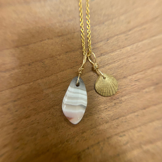 Pink Stripe Dream Agate Pendant