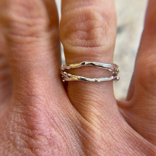 Silver Double Twig Ring