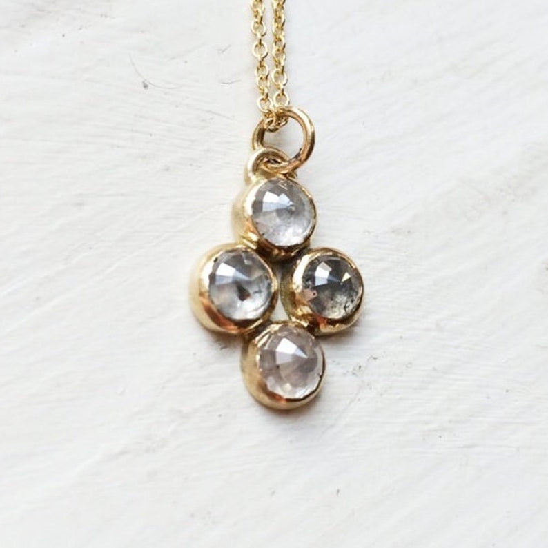 One-of-a-kind 18K Gold Rose Cut Natural Diamond Pendant