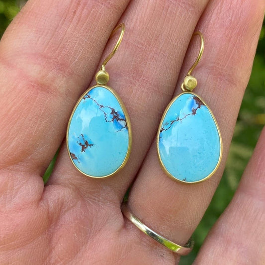 Heirloom Jewelry: Lush Golden Hills Turquoise Drop Earrings