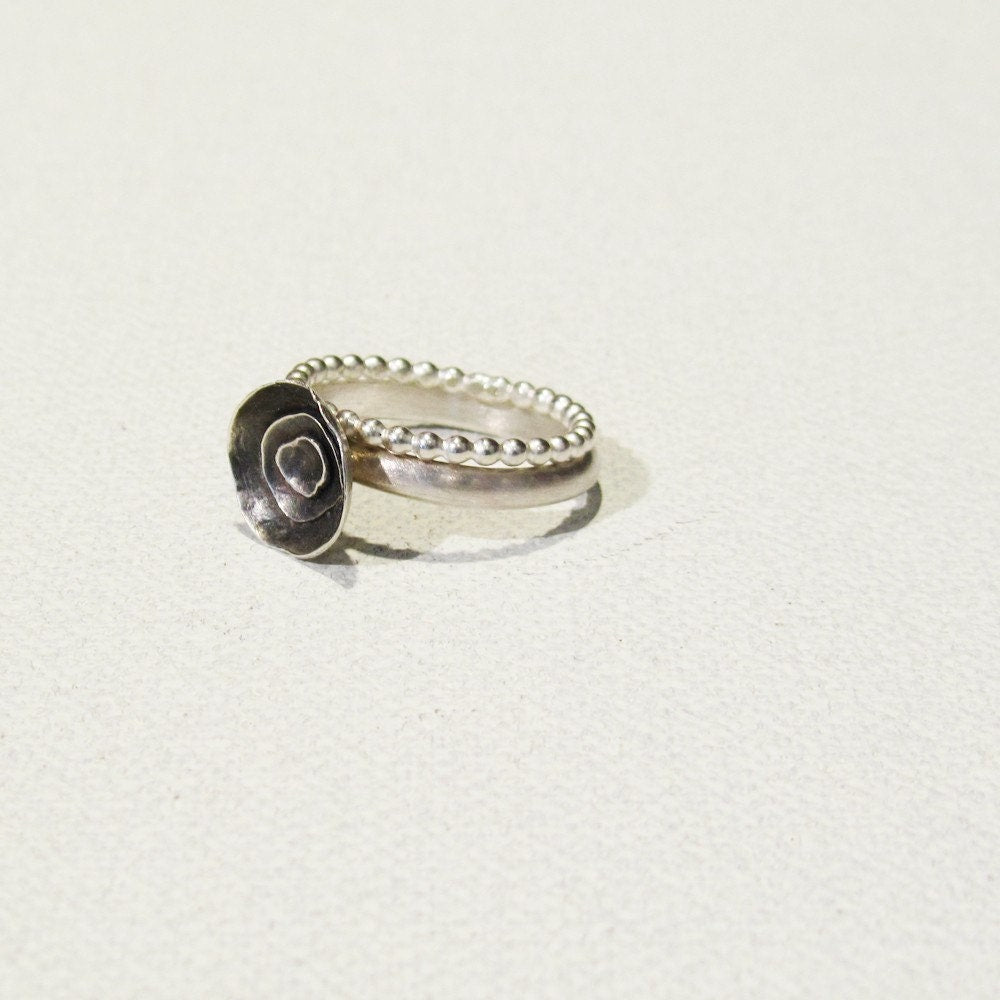 Nesting Rain Drop Ring Sterling Silver One of a Kind