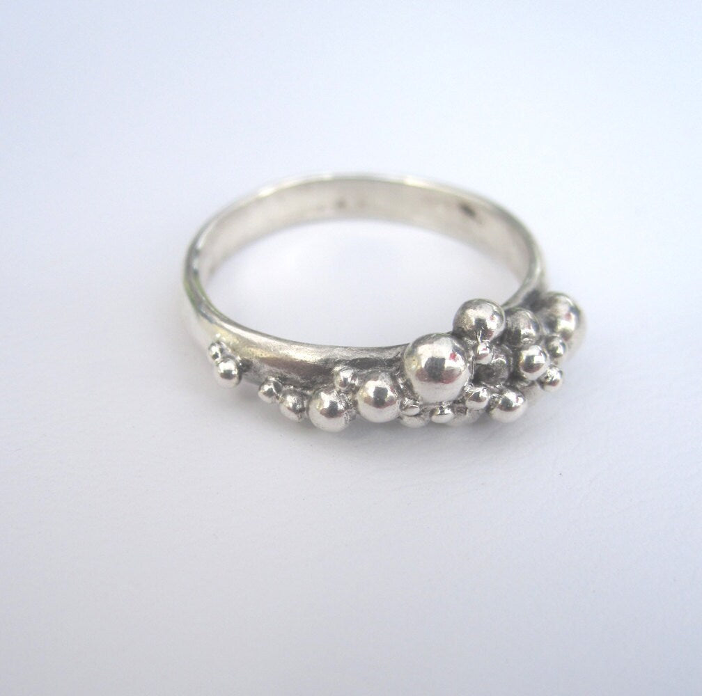 Ready to ship -Bubble Ring Silver Balls