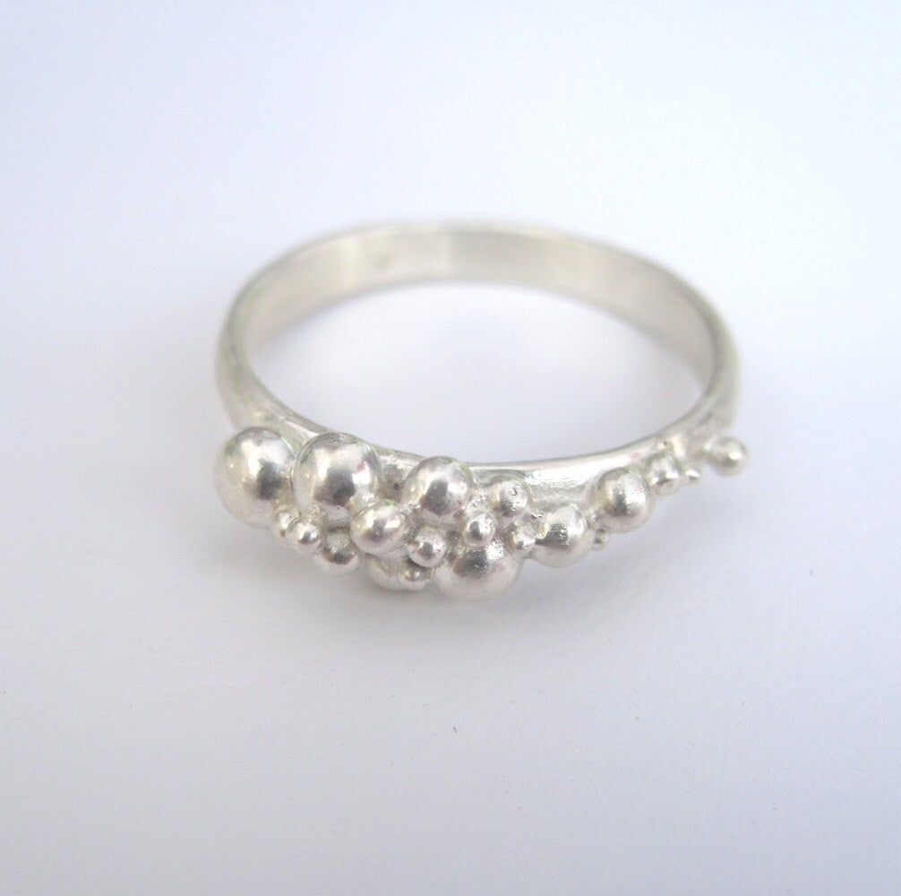 Ready to ship -Bubble Ring Silver Balls