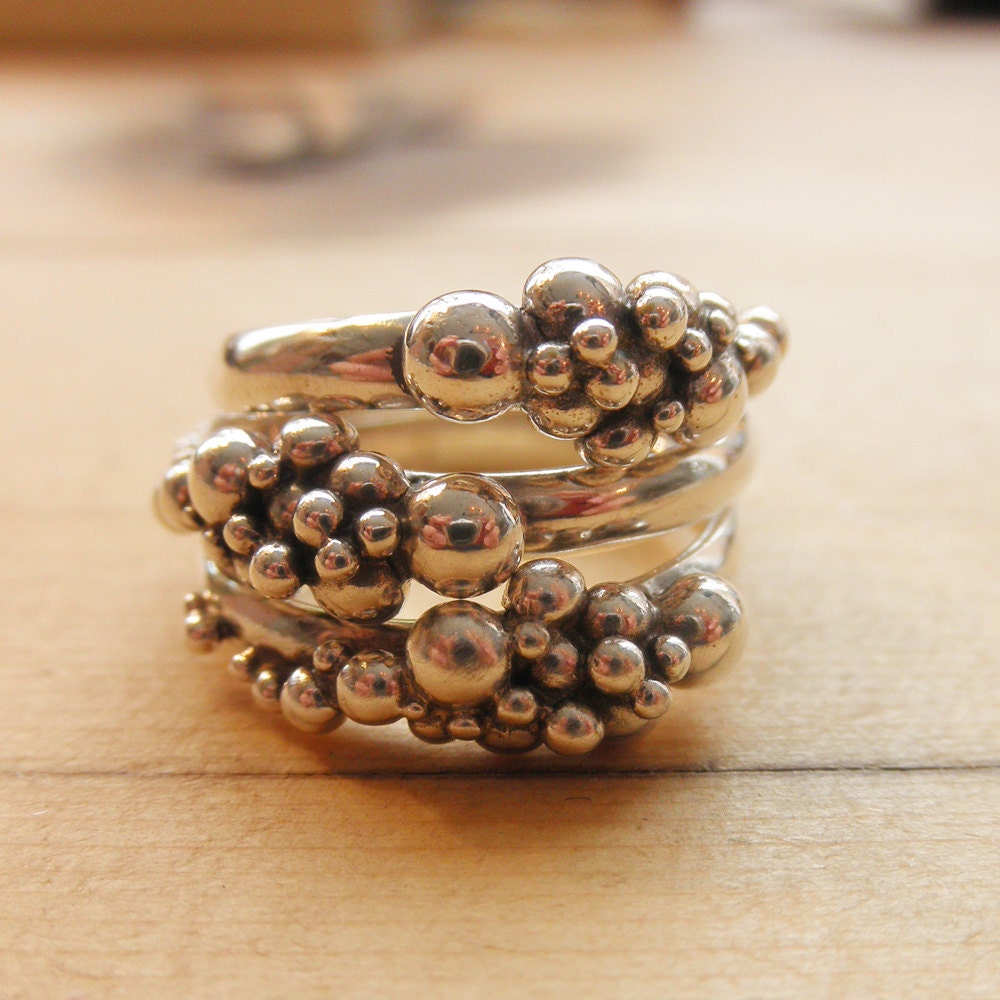 Ready to ship -Bubble Ring Silver Balls